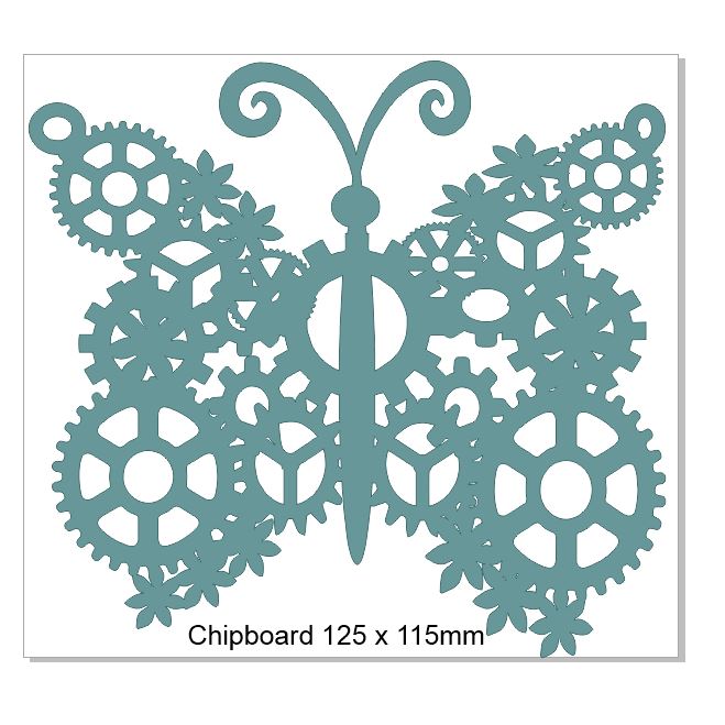 Butterfly steampunk chipboard 125 x 115.mm